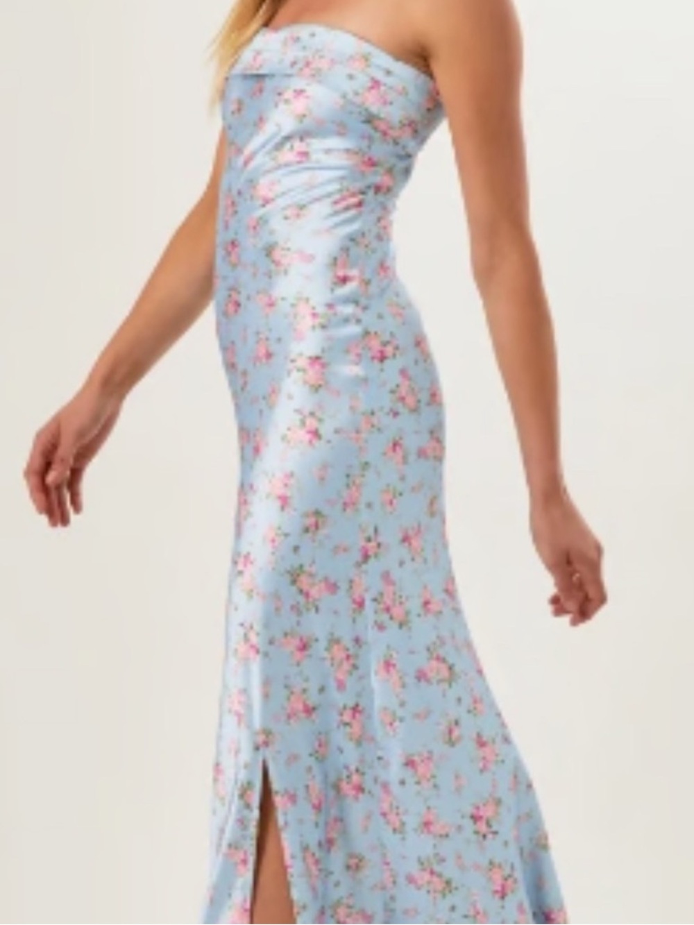 Altar'd State Strapless Light Blue Floral Maxi Dress